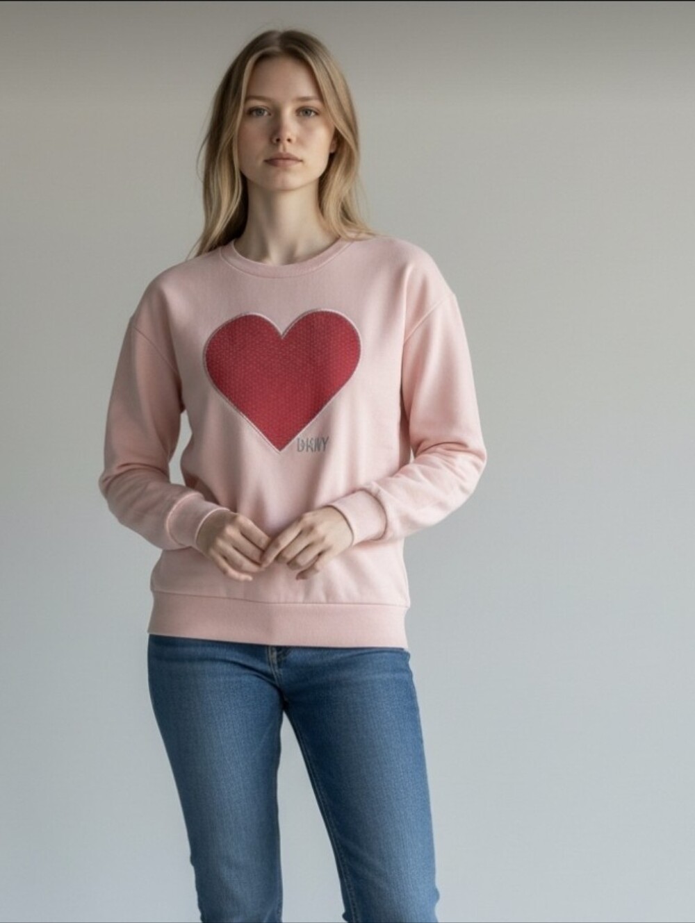 DKNY Pink Sweatshirt with Red Heart